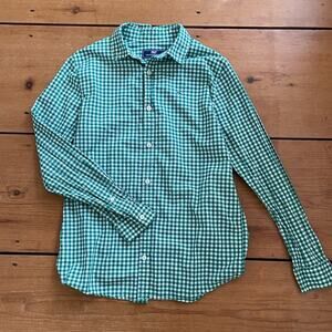 Vineyard Vines Green Gingham Button-Up Shirt Boys 16 EUC